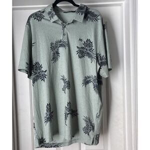 New Travis Matthew Men's XXL Tropical S/S Polo Shirt Lt Green Palm